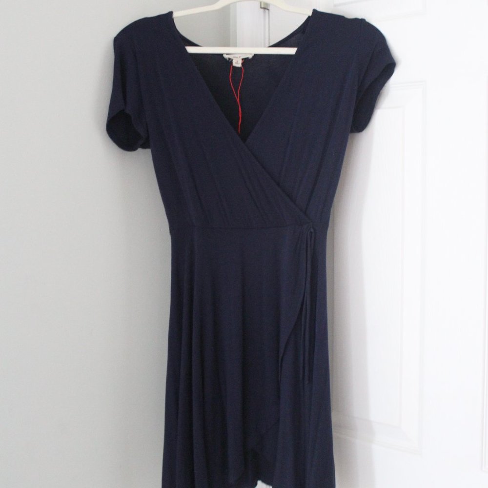 Navy cotton wrap dress